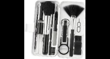 18-delige Multifunctionele Schoonmaakset voor Digitale Apparaten(inclusief reinigingsvloeistof) – Voor Laptops, Smartphones, Computers en Camera's -wit