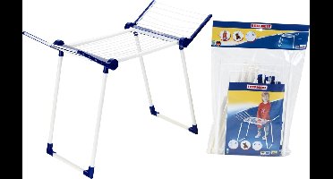 Klein Toys Leifheit droogrek - inklapbaar - 63x27x50 cm - ruimte voor poppenkleertjes of nat pluche speelgoed - blauw wit