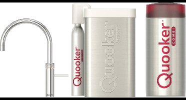 Quooker Fusion Round kokendwaterkraan - draaibare uitloop - Combi incl. Cube reservoir - Warm / kokend / bruisend / gefilterd water - Chroom