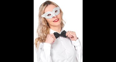 Vegaoo - Kartonnen zilver-wit oogmasker voor volwassenen