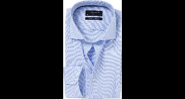 Michaelis Blauw faux-uni overhemd extra