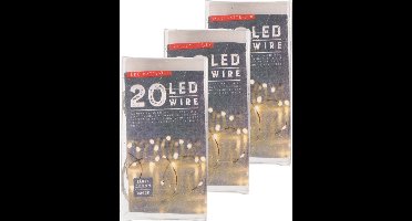 6x draadverlichting - zilver- 20 led - warm wit - 220 cm - kleine batterij houder
