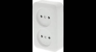 Q-LINK - Wandcontactdoos - Opbouw - Dubbel Stopcontact - Kinderbeveiliging - Polarwit