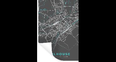 Muurstickers - Sticker Folie - Mulhouse - Frankrijk - Kaart - Plattegrond - Stadskaart - 20x30 cm - Plakfolie - Muurstickers Kinderkamer - Zelfklevend Behang - Zelfklevend behangpapier - Stickerfolie