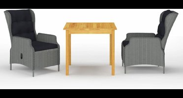 vidaXL - 3-delige - Tuinset - lichtgrijs