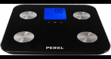 Perel Slimme personenweegschaal, digitaal, max. 180 kg, lichaamsanalyse, vetpercentage, BIA-technologie, lcd-scherm, automatische uitschakeling, zwart