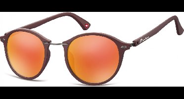 Montana MS22F - Zonnebril -  Rond model - Donker rood kunststof-Revo- Lensbreedte 48 mm