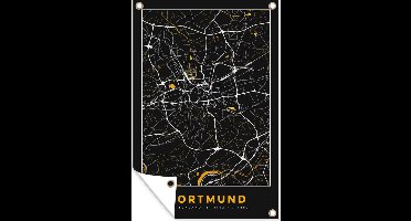 Tuindecoratie Dortmund - Goud - Duitsland - Kaart - Plattegrond - Stadskaart - 40x60 cm - Tuinposter - Tuindoek