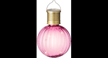 Lumineo Solar lampion voor buiten - LED - roze - 11 cm - buitenverlichting