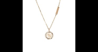 Guess Dames Guess stalen roseplated ketting hanger 4g logo - Staal - Ketting - Cadeau voor vrouwen - 47 cm - Rosékleurig