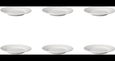 Mammoet - Budgetline - Bord - Brede rand - 6 stuks - ø 18 cm - Wit - Porselein