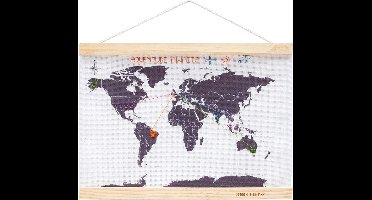 Suck Uk Kruissteekwereldkaart 39 Cm Hout/polyester Wit 7-delig