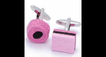 Manchetknopen - Dropjes Snoep Zwart en Roze