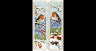 Vervaco - Bladwijzer kit - Roodborstjes set van 2 - PN-0155656 - Borduren - Borduurpakket - Borduurpakket volwassenen - Borduurpakket kind
