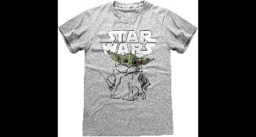 Star Wars The Mandalorian - Grogu - Sketch T-shirt grijs gemêleerd S