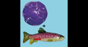 Combideal Kong Flexball Paars (15.5 CM) + Kong Wild Shieldz Trout