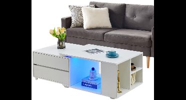 ApexArte® Salontafel met Opbergruimte - Dressoir met Lade - Vierkant - Wit