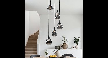 LumenXL LumenXL - Eetkamer hanglamp Loua - Smoke glas - 5-lichts - Zwart - E14