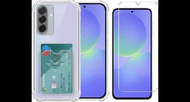 Transparant hoesje met Pasjeshouder geschikt voor Samsung Galaxy A36 - Shock Proof Case Met gehard glas Screenprotector