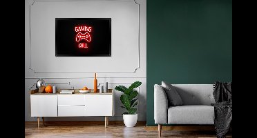 Game Poster - Gaming - Quotes - Gaming and chill - Neon - Rood - 120x80 cm