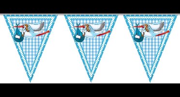 Folat - Blauwe ooievaar geboorte vlaggenlijn (10 meter)