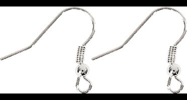 Oorbelhaaken, L: 18 mm, zilver, 10 stuk/ 1 doos