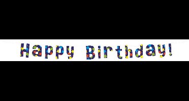 Letterslinger | Happy Birthday | Kleur: Donker blauw | Lengte: 3 meter