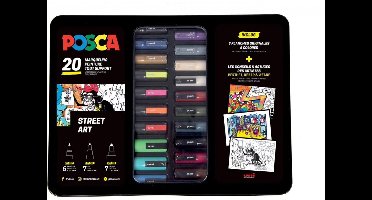 Uni Posca - Complete stiften Set - Metalen koffer Street Art Kit - 20 stuks
