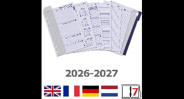 Kalpa 6306-26-27 210 x 144 mm A5 6 Ring Agenda Planner-inzetstukken 1 Week per 2 Paginas Jaardoos EN DE FR NL 2026 2027