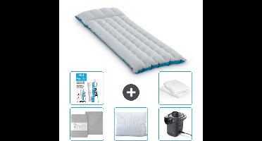 Intex Campingmat - 1-Persoons - 67 x 184 x 17 cm - Blauw - Inclusief Hoeslaken - Kussen - Pomp - Reparatieset en Kussenbeschermer
