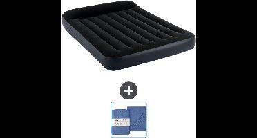 Intex Luchtbed - Twijfelaar - 137 x 191 x 25 cm - Donkerblauw - Inclusief en Hoeslaken