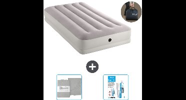 Intex Luchtbed - 1-Persoons - 99 x 191 x 30 cm - Grijs - Inclusief pomp - Hoeslaken en Reparatieset