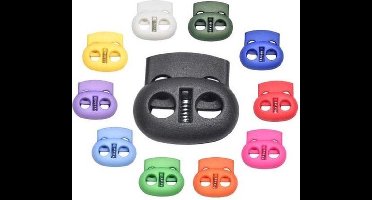 Cord lock 2 gat - per 4 stuks - koordstopper - licht blauw