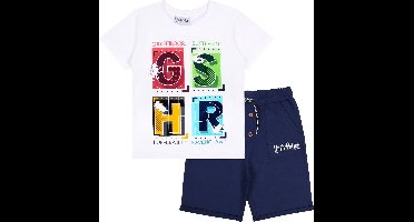 Kledingset: wit shirt en donkerblauwe shorts - Harry Potter / 128 cm