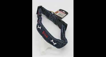 Flamingo Hondenhalsband - Jeans Bone - 40-65 cm - Blauw