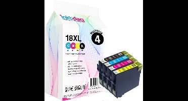 Inktdag inktcartridge voor Epson 18XL multipack van 4 kleuren voor Epson Expression Home XP202, XP205, XP30, XP302, XP305, XP402, XP405, XP412, XP415, XP315, XP312, XP215, XP212, XP225, XP322, XP422, XP425, XP325, XP222