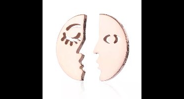 Gading® Oorknopjes - RVS dames maan Oorknoppen-4mm 12mm- rosegouden