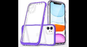 Hoesje Geschikt voor iPhone 11 hoesje transparant met bumper Paars - Ultra Hybrid Hoesje Geschikt voor iPhone 11 case