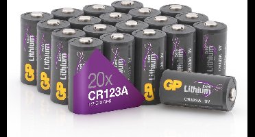 GP Extra Lithium batterijen CR123A 3V batterij - 20 stuks CR123A batterij (CR123, DL123A, CR17345) voor Smart Home, outdoor applicaties, foto-accessoires enz.