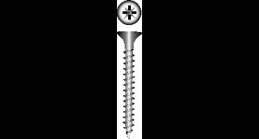 Hardhoutschroeven. 4.5 x 50mm. lang. RVS-A2. Platkop-Kruiskop-PZD-2. 11 stuks Spaanplaatschroeven. Deltafix. D-Screw-Gold-Top.