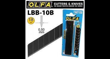 Olfa LBB-10 - Heavy duty reservemesjes - 18mm zwart - Blister van 10