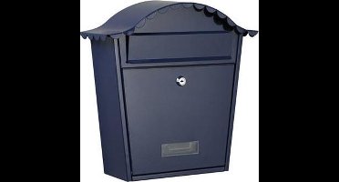 Perel Brievenbus Paris, wandmontage, met naamplaatje, incl. 2 sleutels, afmetingen (H x B x D) 37 x 26.5 x 13.2 cm, blauw