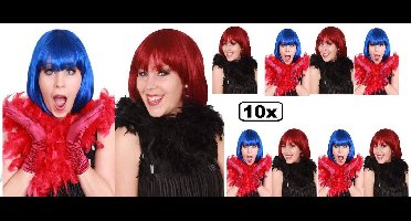 10x Boa brandveilig rood en zwart 180cm - Veren boa carnaval festival gala feest evenement party