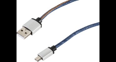 USB Micro B naar USB-A kabel - USB2.0 - tot 2A / blauw jeans - 2 meter