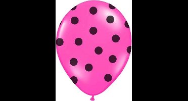 Partydeco - Ballonnen Fuchsia dots zwart 50 stuks