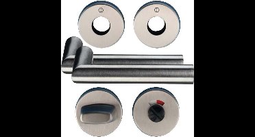 Hoppe deurgarnituur met WC-rozetten s/g RVS - kruk/kruk - Sertos - E1400/42H/42HKVS/f69