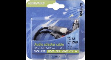 adapterkabel tulp(F)-2tulp(M) 0,2m