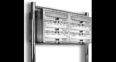 Brievenbus - 6 Woonadressen - RVS - 2x3