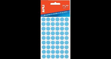 Apli ronde etiketten in etui diameter 13 mm, blauw, 175 stuks, 35 per blad (2056)