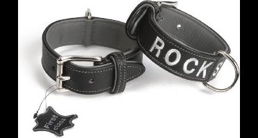 Leren halsband Rockstar. Zwart.
